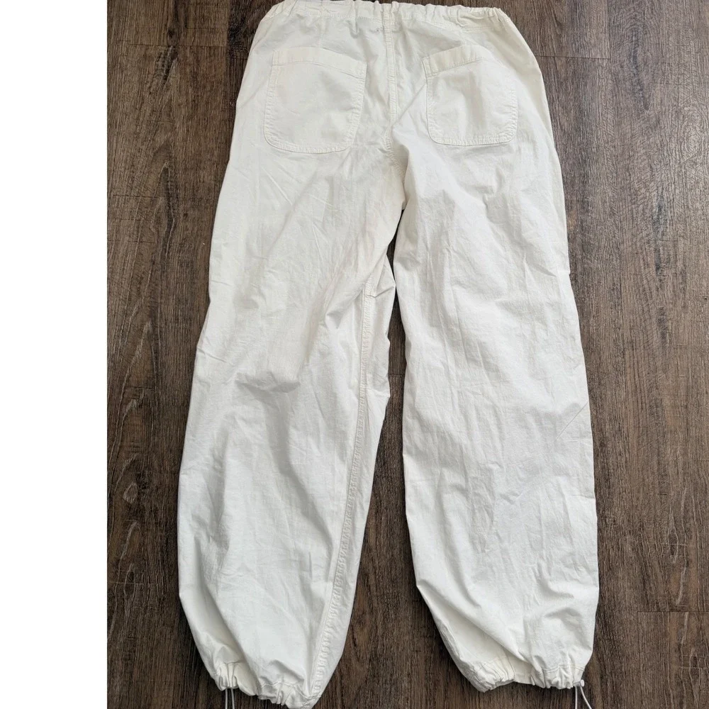 American Eagle Parachute Pants Mens Medium White Stretch Drawstring Joggers M